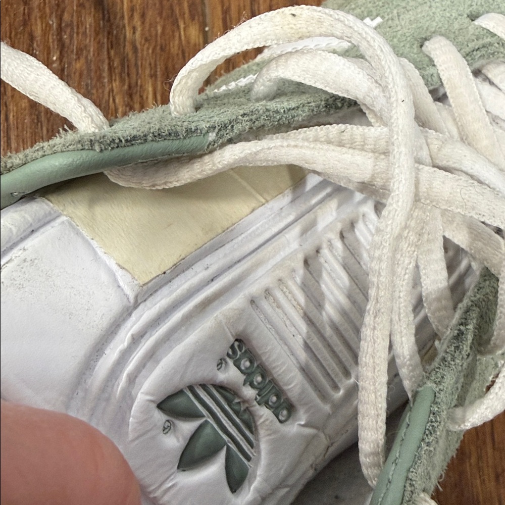 adidas Sage Green & White Gazelle Suede Sneakers - Picture 7 of 10